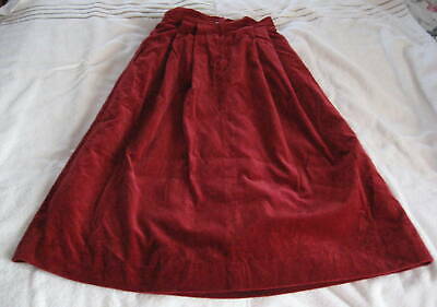1980s Laura Ashley Wine Red Deep Dark Red Velvet A Line Midi Skirt Sz 4-6-8-10 - Fresh Stock Dated February 2026
