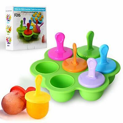 Mini Silicone Popsicle Mold, 7-cavity DIY Ice Pop Mold with Colorful Green - Fresh Stock Dated February 2026
