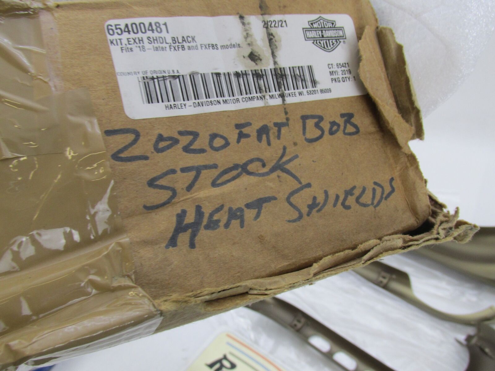 Harley Davidson Genuine Stock 2018- 2020 Fat Bob Gold Exhaust Heat Shields - Fresh Stock Dated February 2026