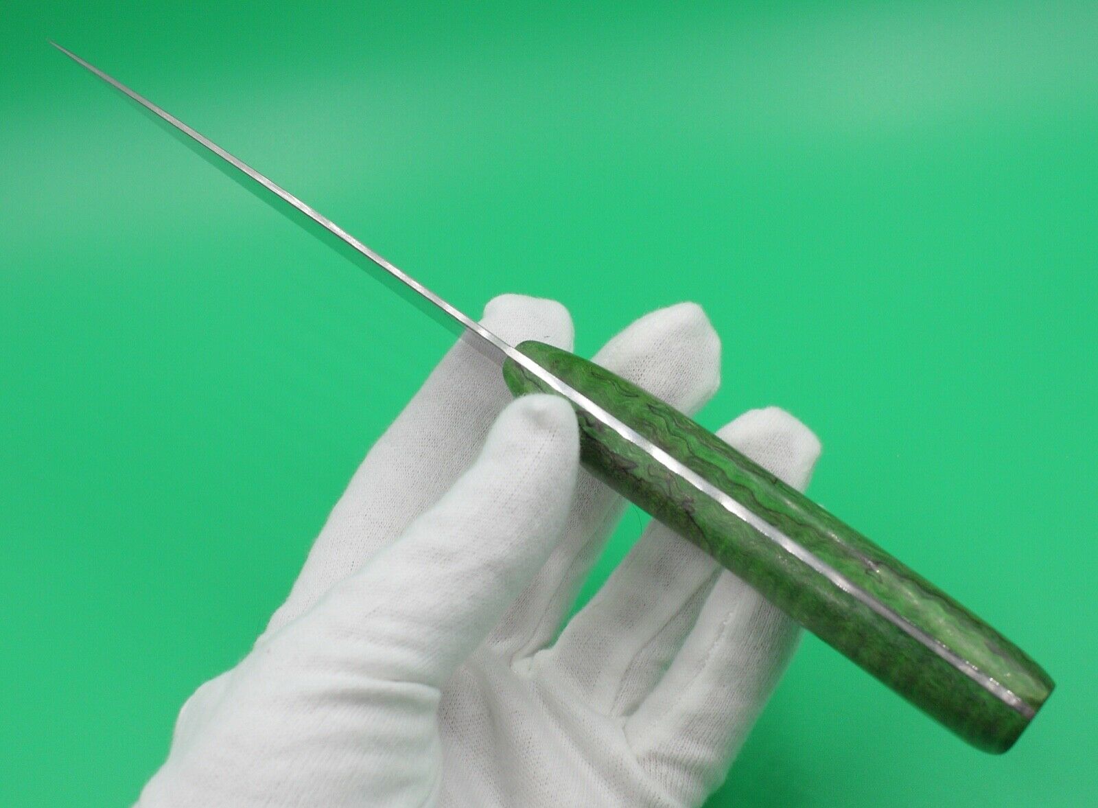 Emerald Utility - USA Made Custom Knives AEB-L Stainless Steel Dyed Curly Maple - Fresh Stock Dated December 2025