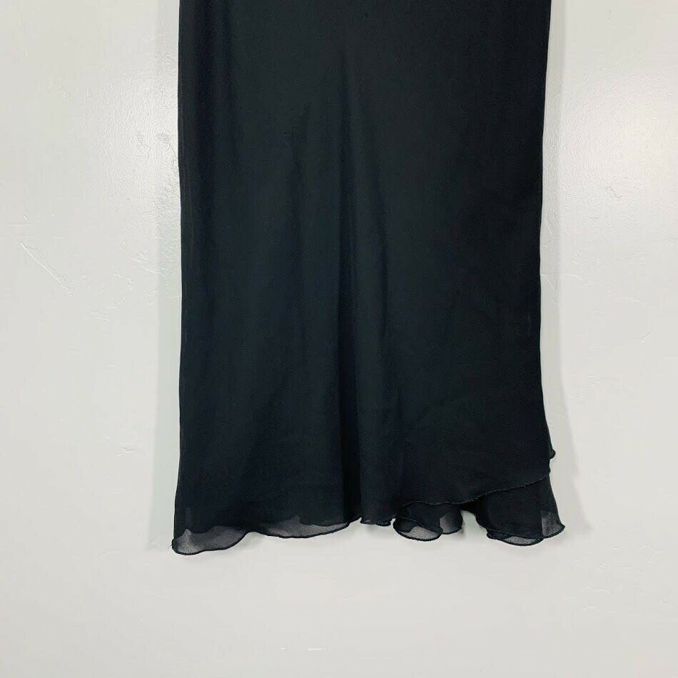 Vintage 90's Black Flowy Asymmetrical Hem High Waisted Midi Skirt - Fresh Stock Dated February 2026
