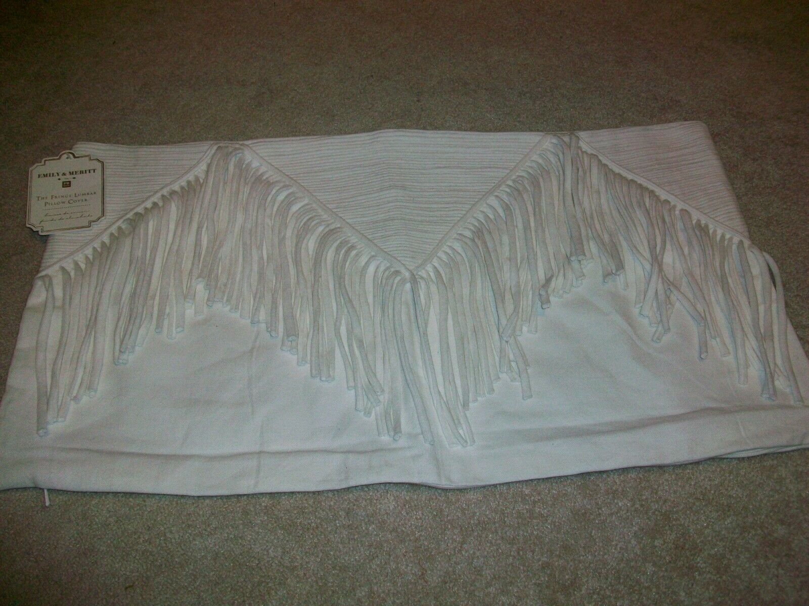 ONE POTTERY BARN EMILY & MERITT FRINGE LUMBAR PILLOW COVER 12 X 24 NEW W TAG - Fresh Stock Dated December 2025