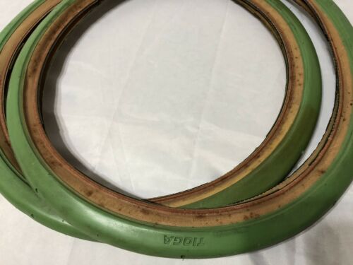 GREEN TIOGA COMP POOL 20 X 1.75 TIRES MITSUBOSHI SILVER STAR OLD SCHOOL BMX - Fresh Stock Dated December 2025