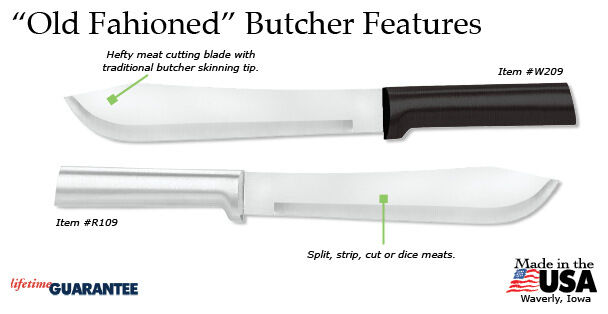 Rada R109 Ole Fashion Butcher Knife American made kitchen cutlery Left/R handed - Fresh Stock Dated December 2025
