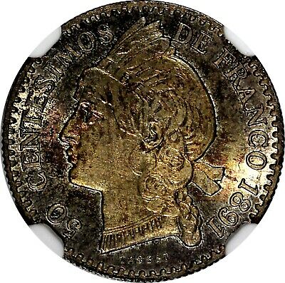 Dominican Republic Silver 1891 A 50 Centesimos NGC MS63 SCARCE NICE TONED KM# 10 - Fresh Stock Dated February 2026