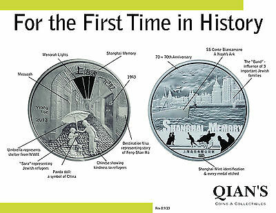 2013 China Shanghai GHETTO Memory PANDA Jewish 1 Oz Gold Silver Proof Medal Set - Fresh Stock Dated February 2026