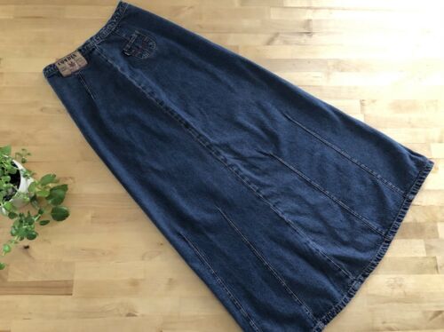 Vtg 90s COWDEN Maxi Denim Jean A-line Skirt Festival Hippie Retro Cannabis Long - Fresh Stock Dated March 2026