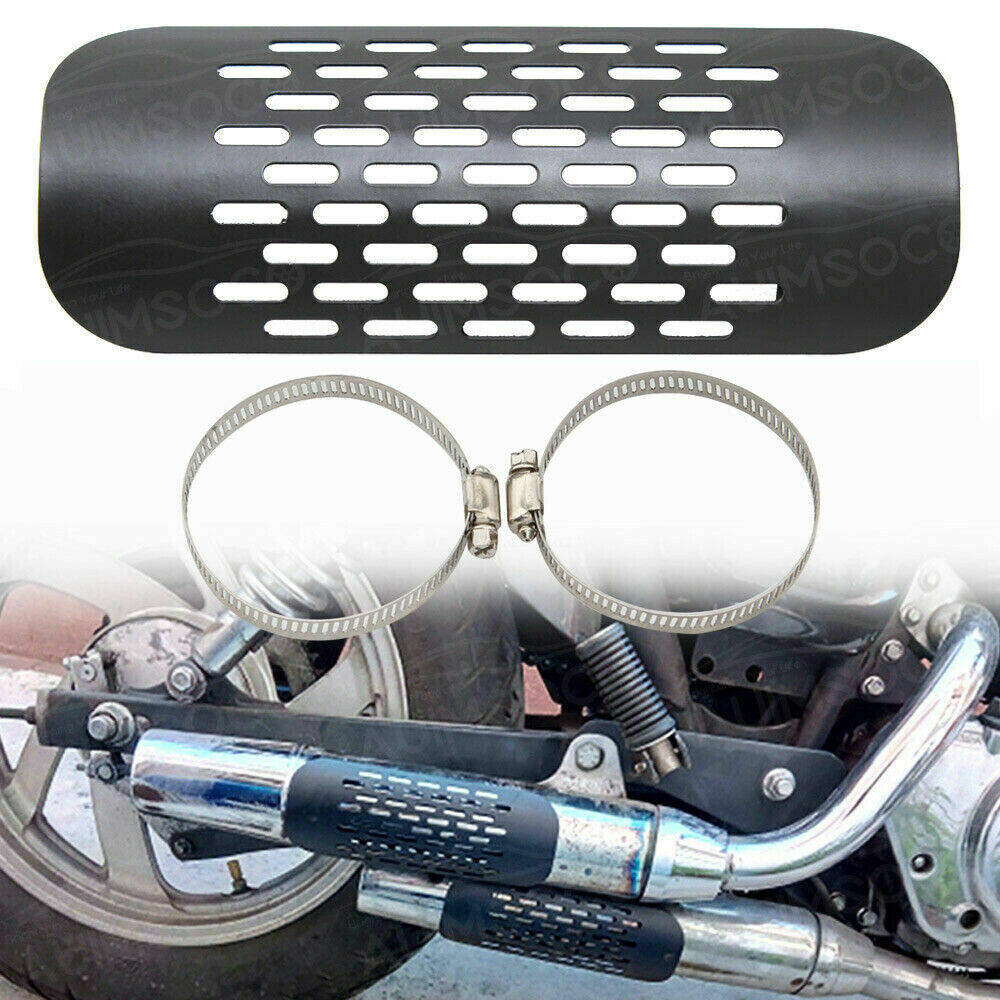 Motorcycle Universal Black Exhaust Muffler Pipe Heat Shield Cover Heel Guard - Fresh Stock Dated February 2026