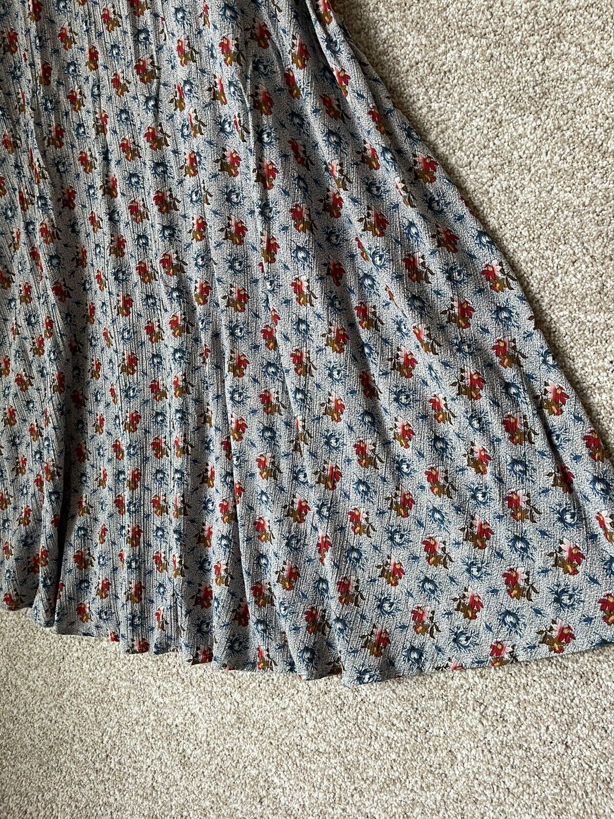 Vintage Cambridge Country Store Floral Crinkle Maxi Prairie Skirt Sz Large - Fresh Stock Dated March 2026