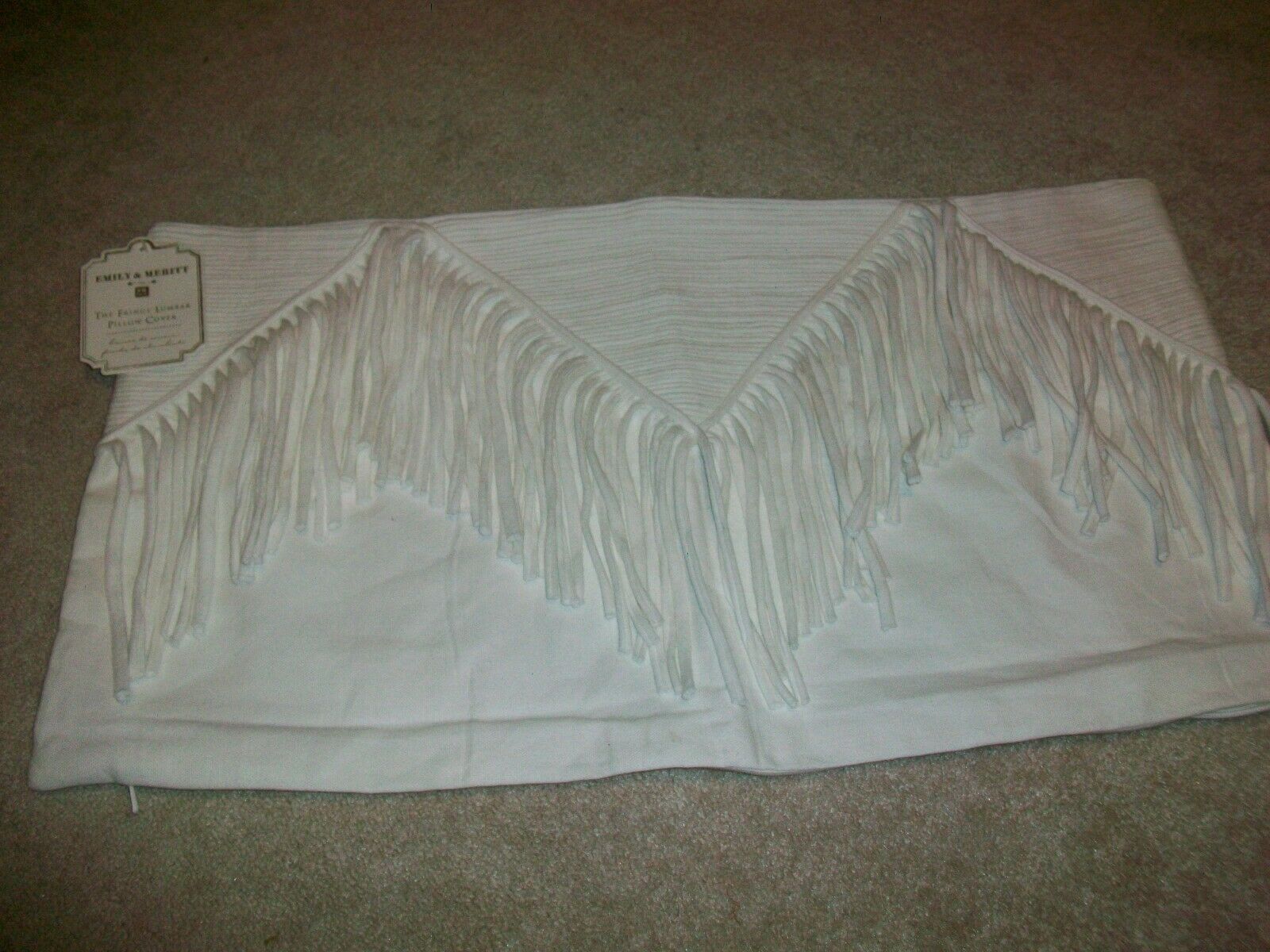 ONE POTTERY BARN EMILY & MERITT FRINGE LUMBAR PILLOW COVER 12 X 24 NEW W TAG - Fresh Stock Dated December 2025