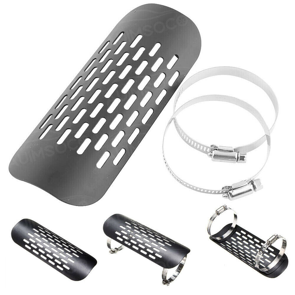 Motorcycle Universal Black Exhaust Muffler Pipe Heat Shield Cover Heel Guard - Fresh Stock Dated February 2026
