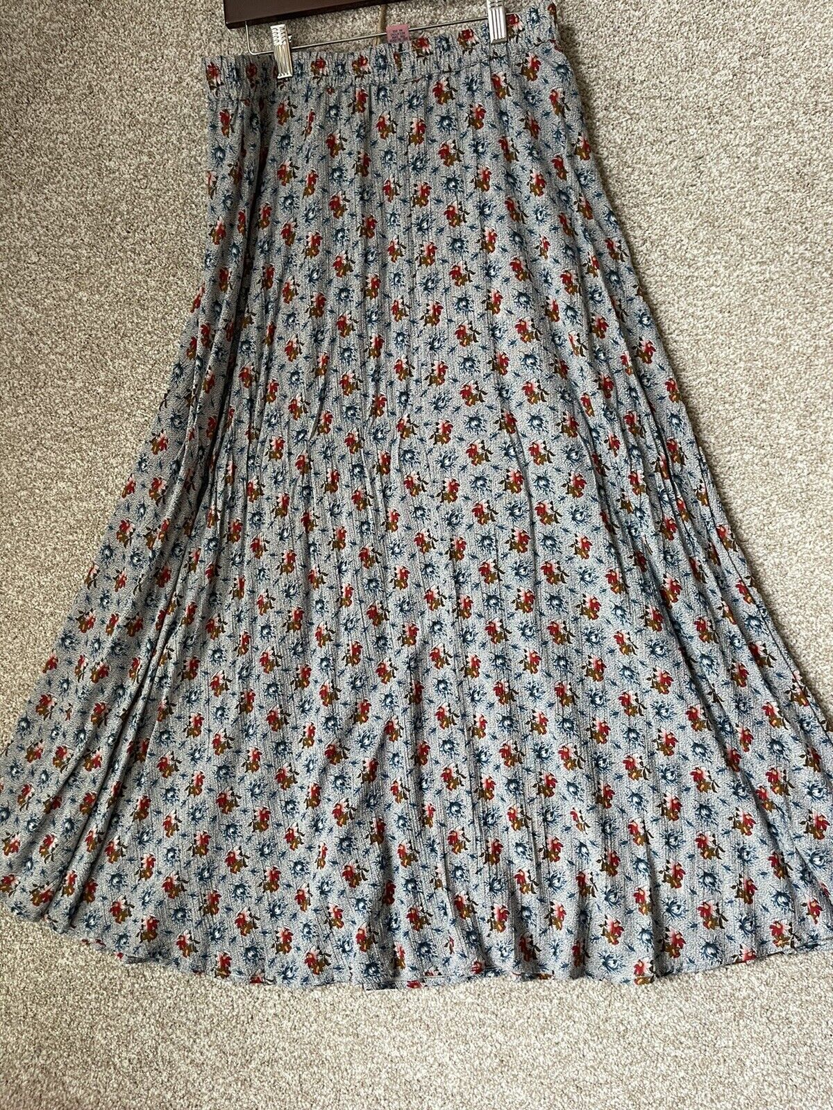 Vintage Cambridge Country Store Floral Crinkle Maxi Prairie Skirt Sz Large - Fresh Stock Dated March 2026
