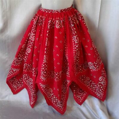 ROCKABILLY meets BOHO Vintage RED BANDANA HANKY HEM SKIRT - 24 inch waist - Fresh Stock Dated February 2026