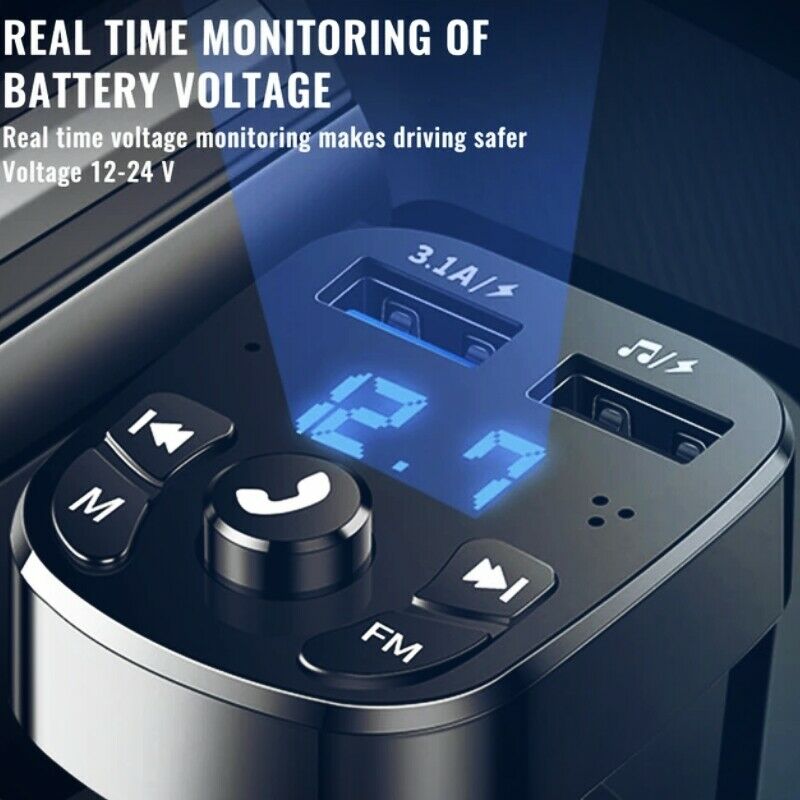 For iPhone Samsung fast charging car charger Bluetooth Version 5.0 FM Transmitte - Fresh Stock Dated December 2025