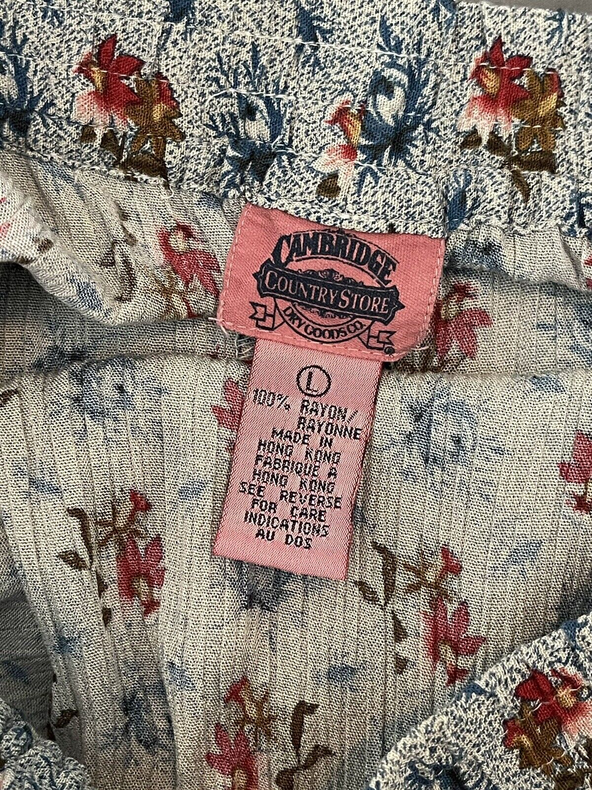 Vintage Cambridge Country Store Floral Crinkle Maxi Prairie Skirt Sz Large - Fresh Stock Dated March 2026