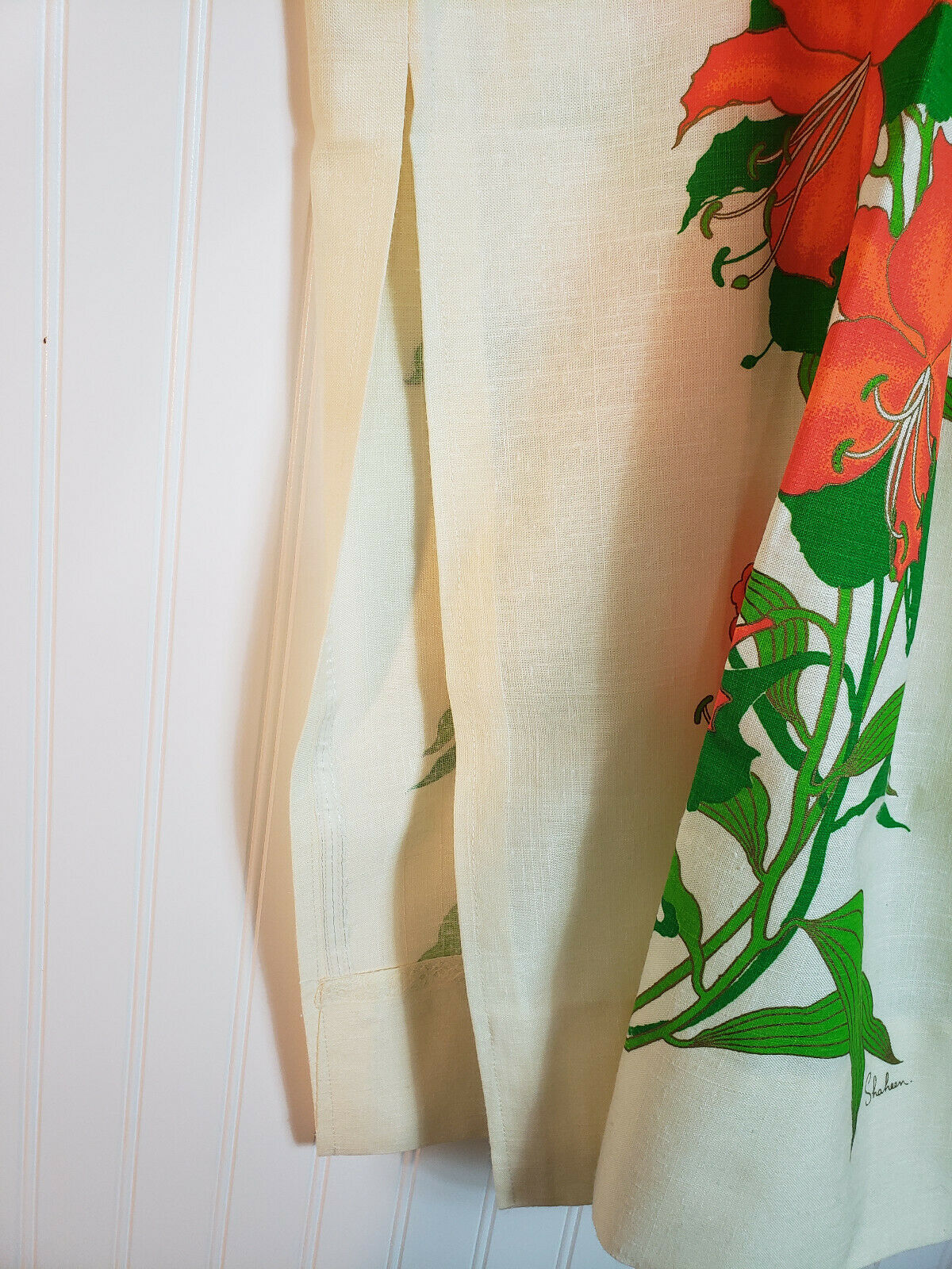 Alfred Shaheen Tropical Hawaii Print Maxi Skirt Pencil Slit Orange VTG 1960s Mod - Fresh Stock Dated February 2026