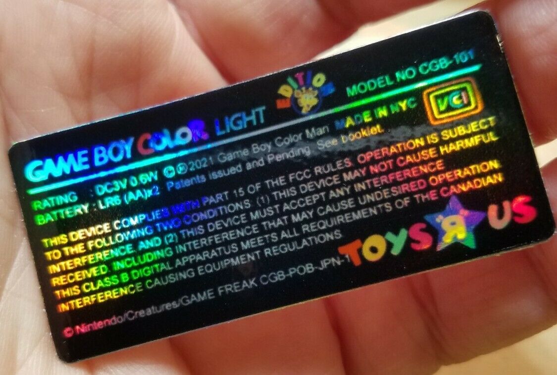 1 Nintendo Game Boy Color Light CGB-101 HOLOGRAPHIC *TOYS R US EDITION* LABEL - Fresh Stock Dated December 2025