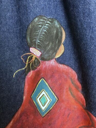 Vintage Kayo of California Hand Painted Denim Skirt sz 10 Southwestern Native - Fresh Stock Dated February 2026