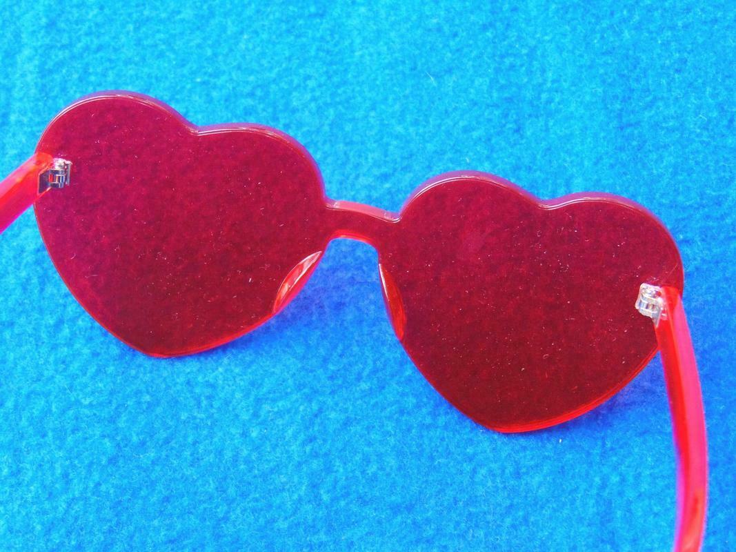 Rose Colored Glasses Heart Shaped Heavy Plexi Costume Props Drag Cosplay VR - Fresh Stock Dated February 2026