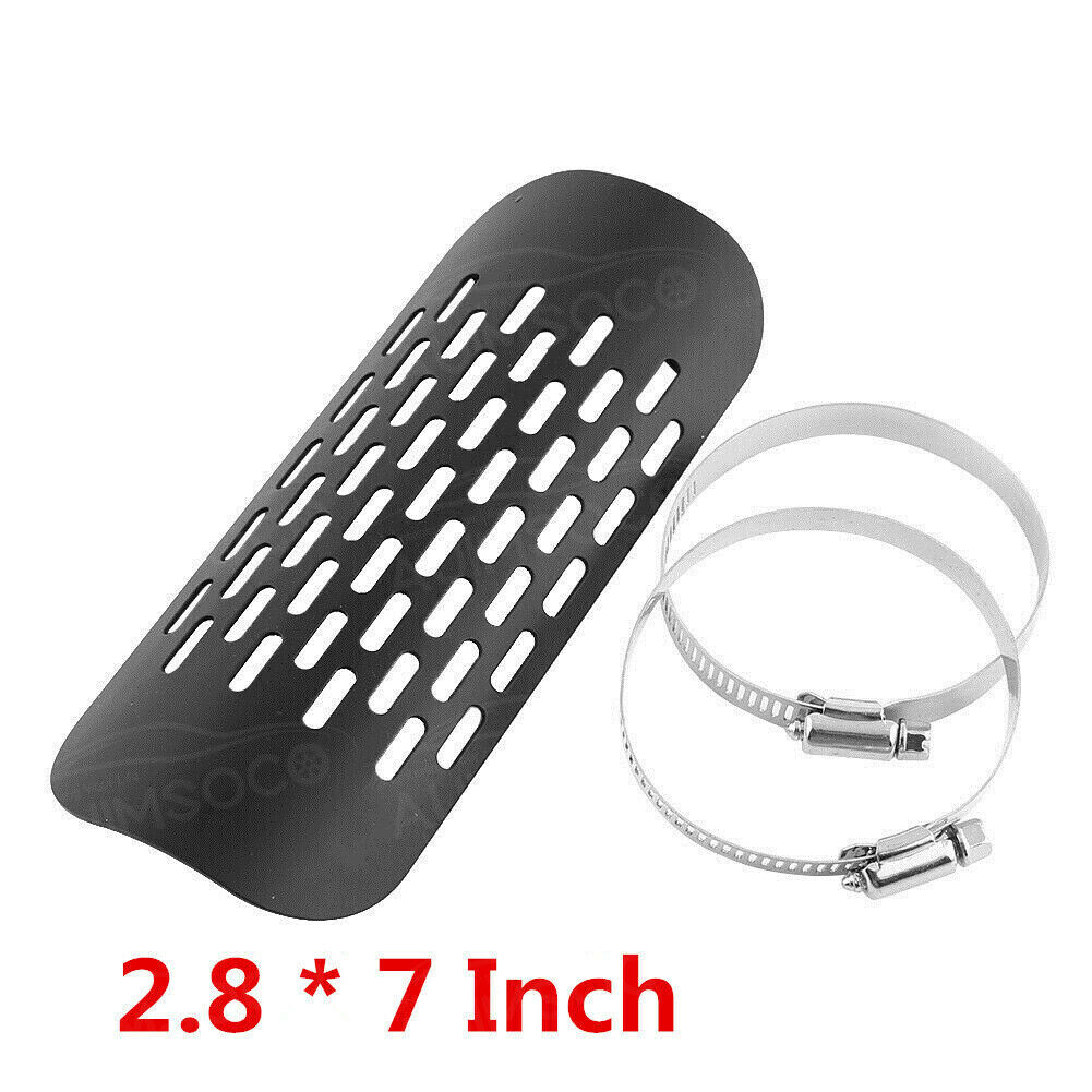 Motorcycle Universal Black Exhaust Muffler Pipe Heat Shield Cover Heel Guard - Fresh Stock Dated February 2026