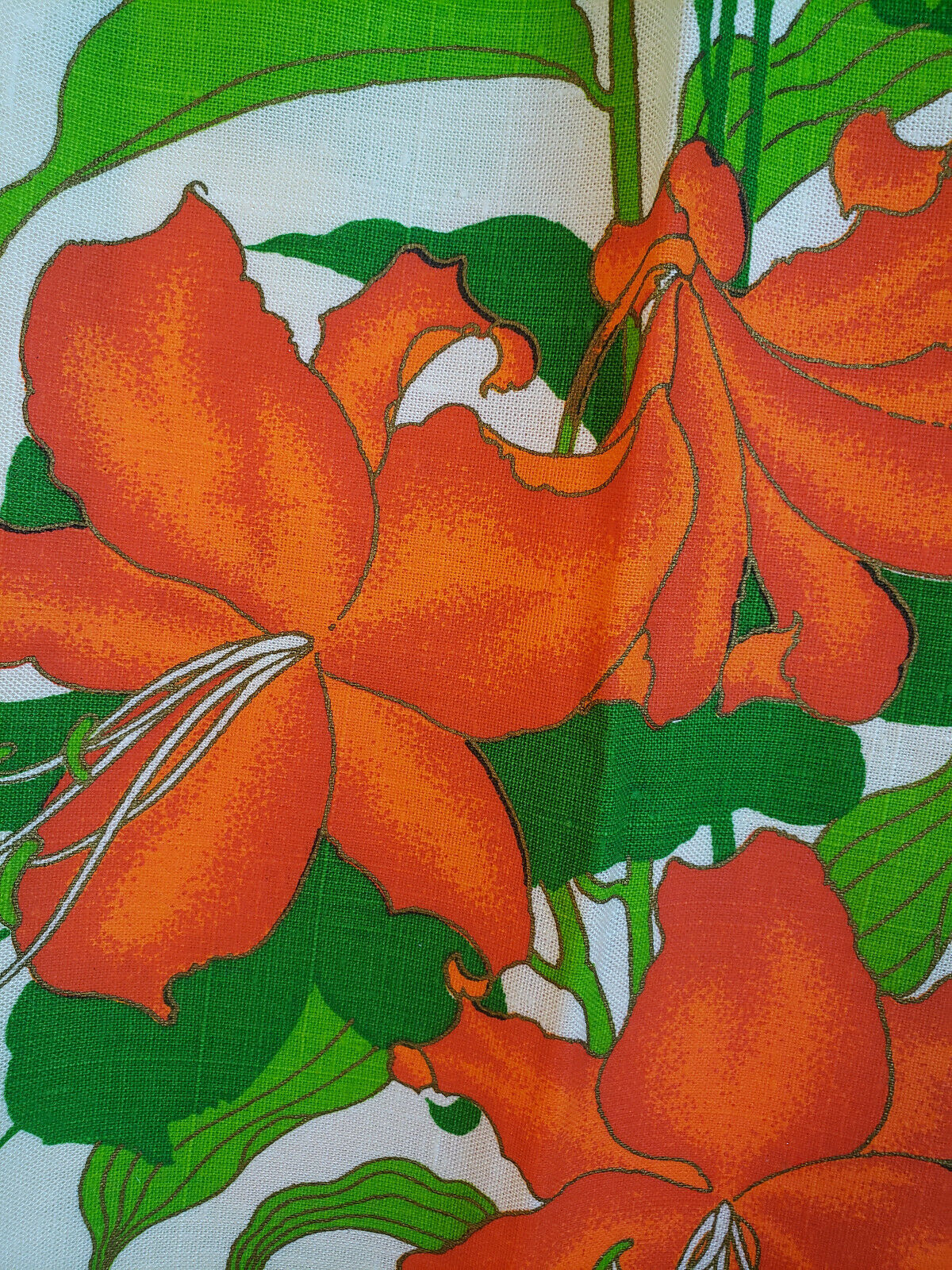 Alfred Shaheen Tropical Hawaii Print Maxi Skirt Pencil Slit Orange VTG 1960s Mod - Fresh Stock Dated February 2026