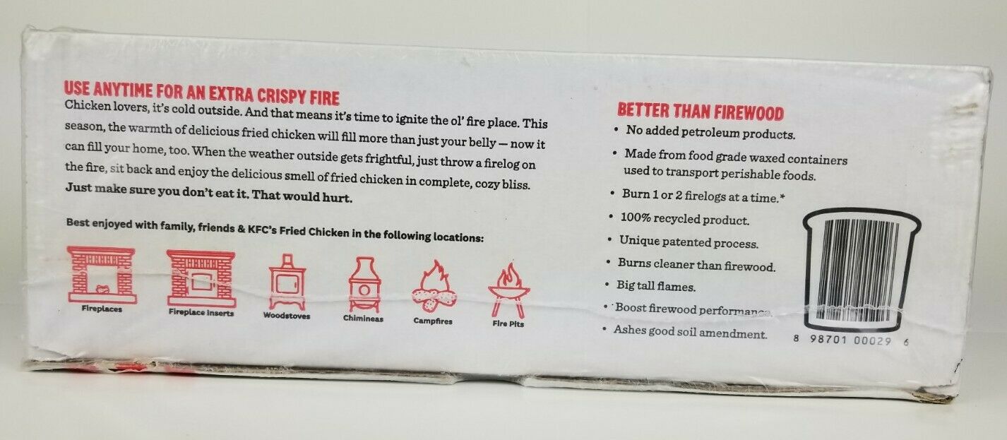 KFC Limited-Edition 11 Herbs & Spices Firelog Enviro-Log Fireplace Wood Stove - Fresh Stock Dated December 2025