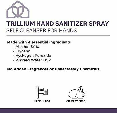 8 Pack Trillium USA Made Liquid Hand Sanitizer Spray, 4oz with 80% Alcohol - Fresh Stock Dated February 2026