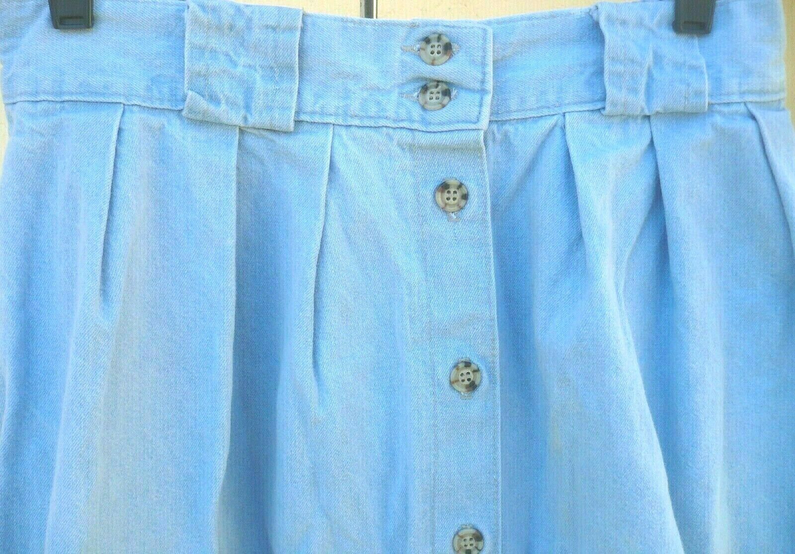 VTG CABIN CREEK 14 DENIM M L CHAMBRAY BLUE BUTTON DOWN GENTLE PLEATED SKIRT LADY - Fresh Stock Dated March 2026