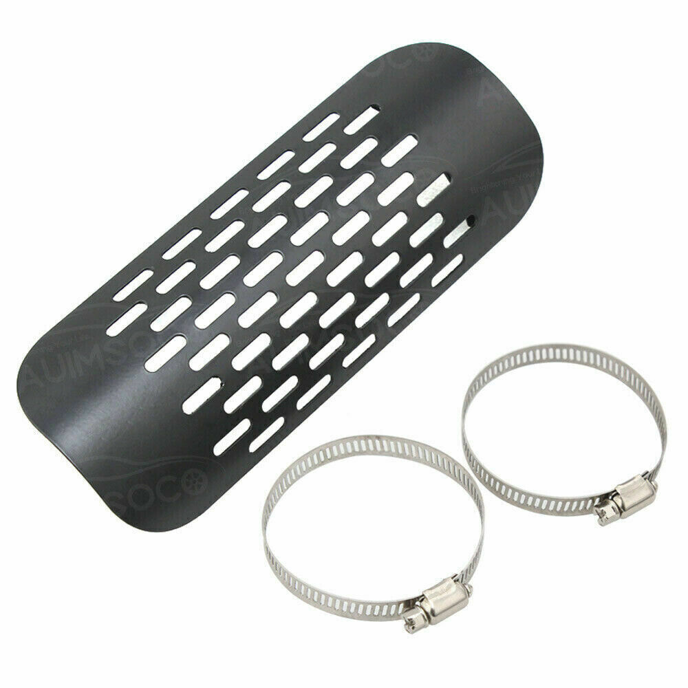 Motorcycle Universal Black Exhaust Muffler Pipe Heat Shield Cover Heel Guard - Fresh Stock Dated February 2026