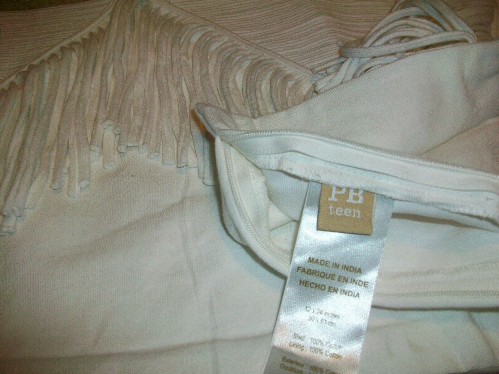 ONE POTTERY BARN EMILY & MERITT FRINGE LUMBAR PILLOW COVER 12 X 24 NEW W TAG - Fresh Stock Dated December 2025