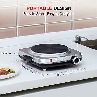 1500W Hot Plates for Cooking, Electric Single Burner with Handles, 6 Silver - Fresh Stock Dated December 2025