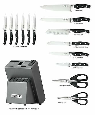 McCook MC25A Knife Sets,15 Pieces German Stainless Steel Kitchen Knife Block ... - Fresh Stock Dated December 2025