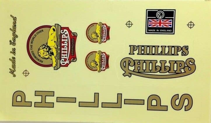 PHILLIPS DECALS BICYCLE BIKE WHEEL VINTAGE SPORTING STICKER CYCLING FRAME PARTS - Fresh Stock Dated December 2025