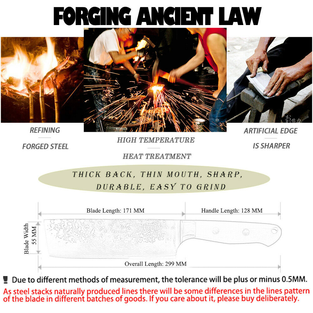 Nakiri Knife kitchen Pro Japanese Damascus 6.5 inch Chef Knives for Slicing - Fresh Stock Dated December 2025