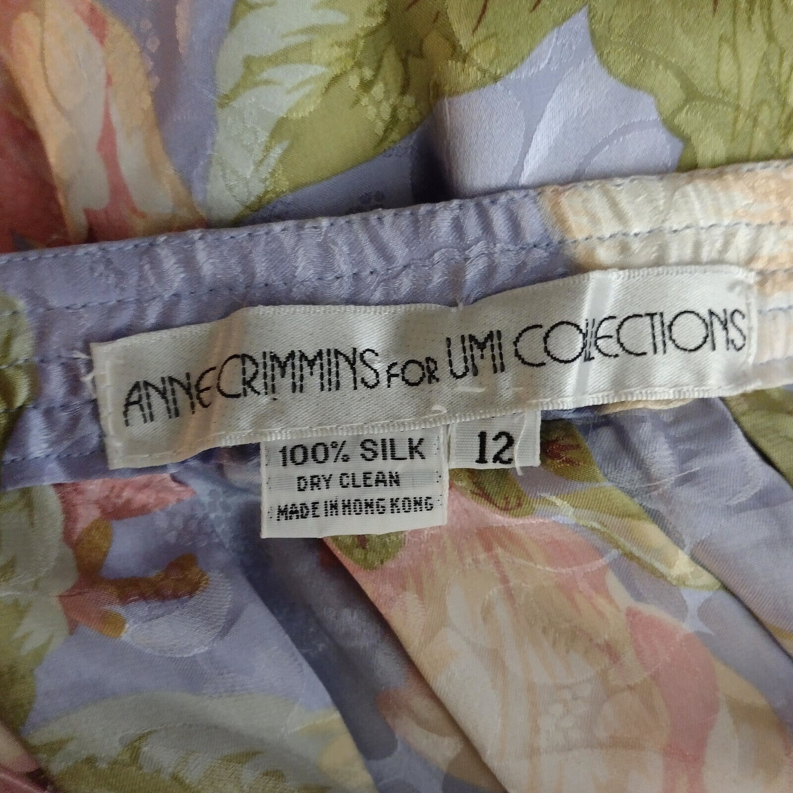 Vintage Anne Crimmins Pastel Floral Print Pleated 100% Silk Midi Skirt 12 - Fresh Stock Dated March 2026