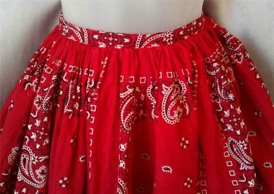 ROCKABILLY meets BOHO Vintage RED BANDANA HANKY HEM SKIRT - 24 inch waist - Fresh Stock Dated February 2026