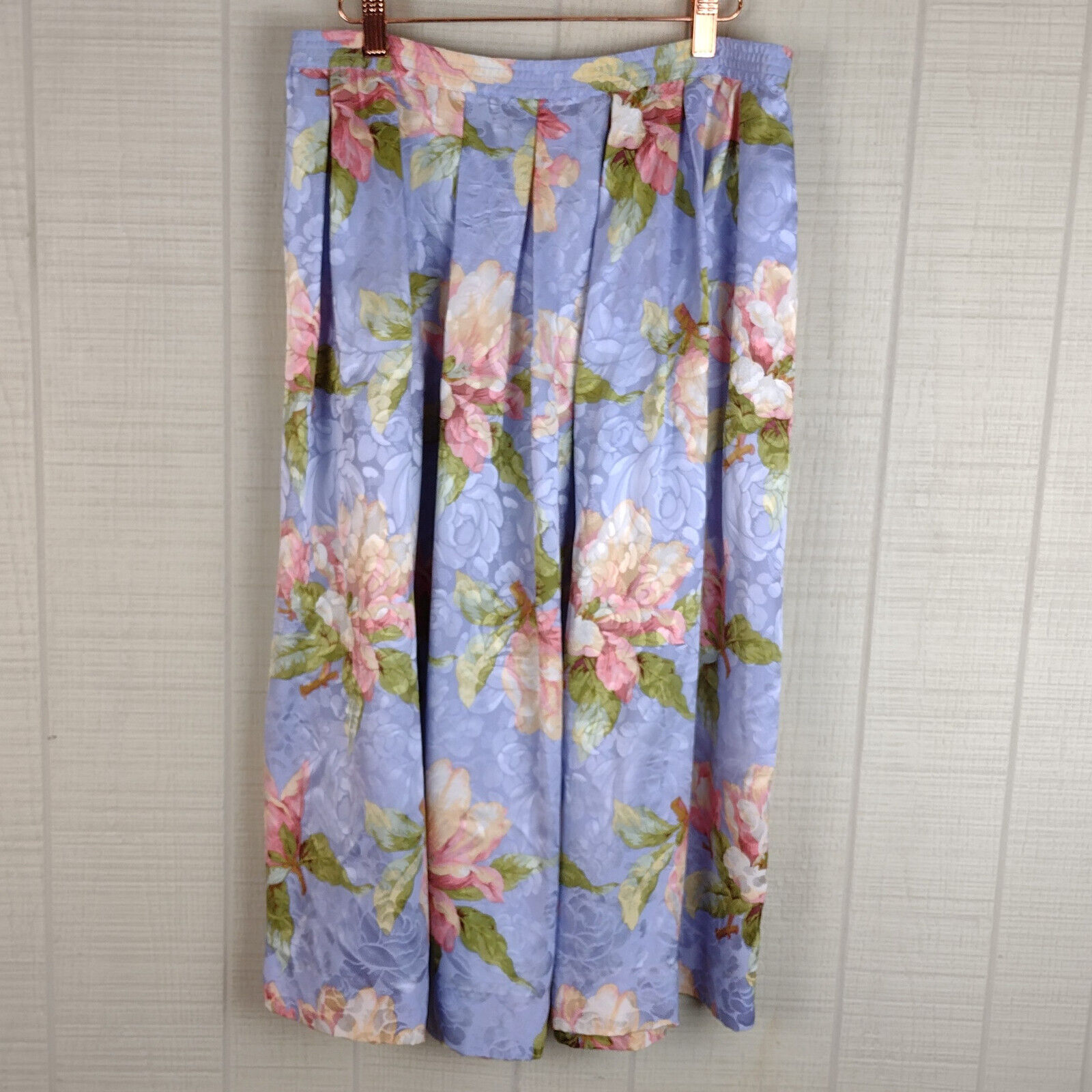 Vintage Anne Crimmins Pastel Floral Print Pleated 100% Silk Midi Skirt 12 - Fresh Stock Dated March 2026