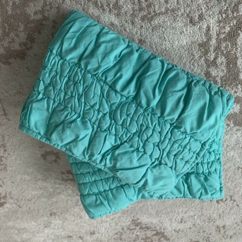 Lot of 2 Pottery Barn Teen Aqua Teal Turquoise Ruched Standard Shams - Fresh Stock Dated December 2025
