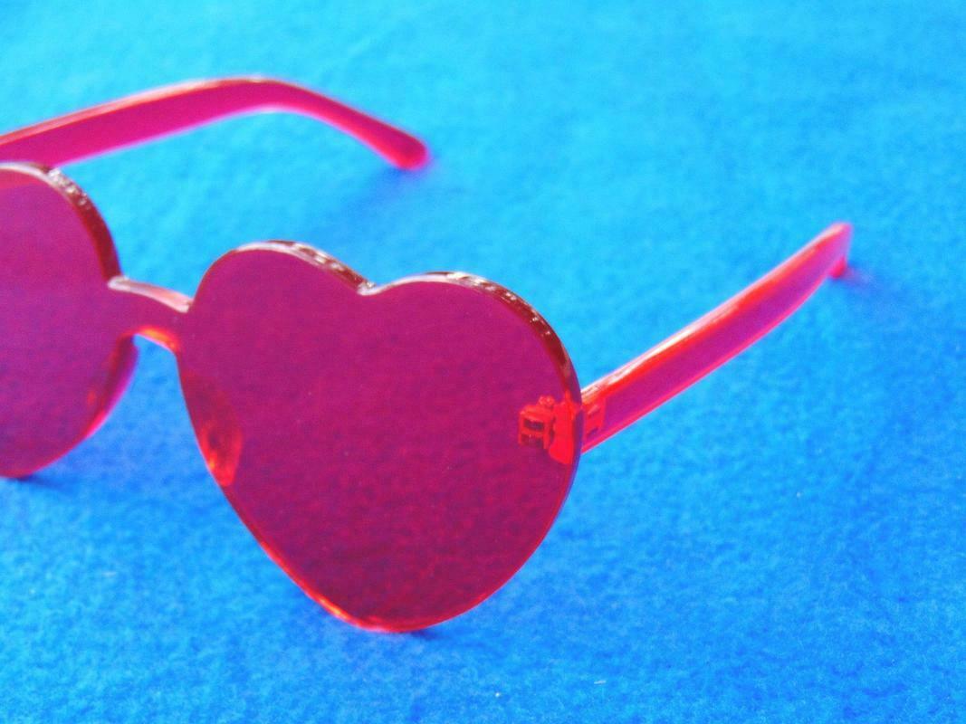 Rose Colored Glasses Heart Shaped Heavy Plexi Costume Props Drag Cosplay VR - Fresh Stock Dated February 2026