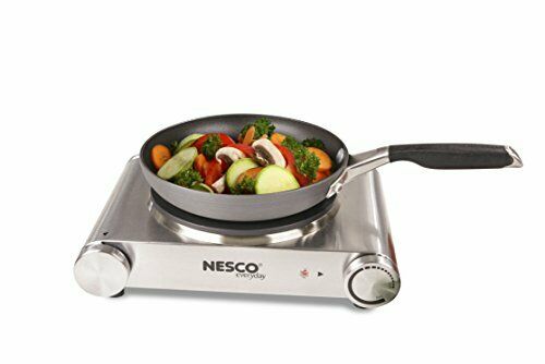 Nesco SB-01 Stainless Steel Electric Burner, 1500-watt, standard, Silver - Fresh Stock Dated December 2025