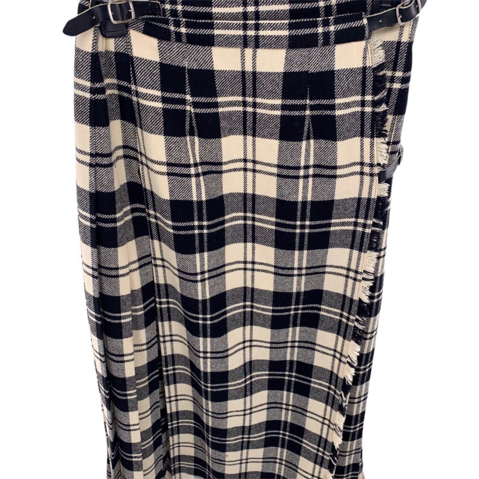 Vintage Laird Portch Made in Scotland 100% Pure Wool Black Ivory Maxi Kilt Skirt - Fresh Stock Dated February 2026