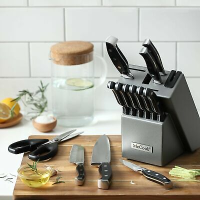 McCook MC25A Knife Sets,15 Pieces German Stainless Steel Kitchen Knife Block ... - Fresh Stock Dated December 2025