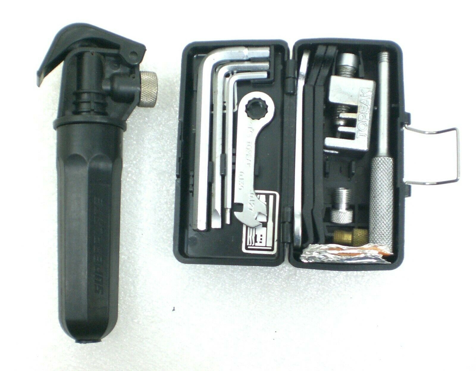 Vintage 1980's Schwinn Survival Gear Box Tool Kit CO2 Air Pump With Blue Pouch - Fresh Stock Dated December 2025