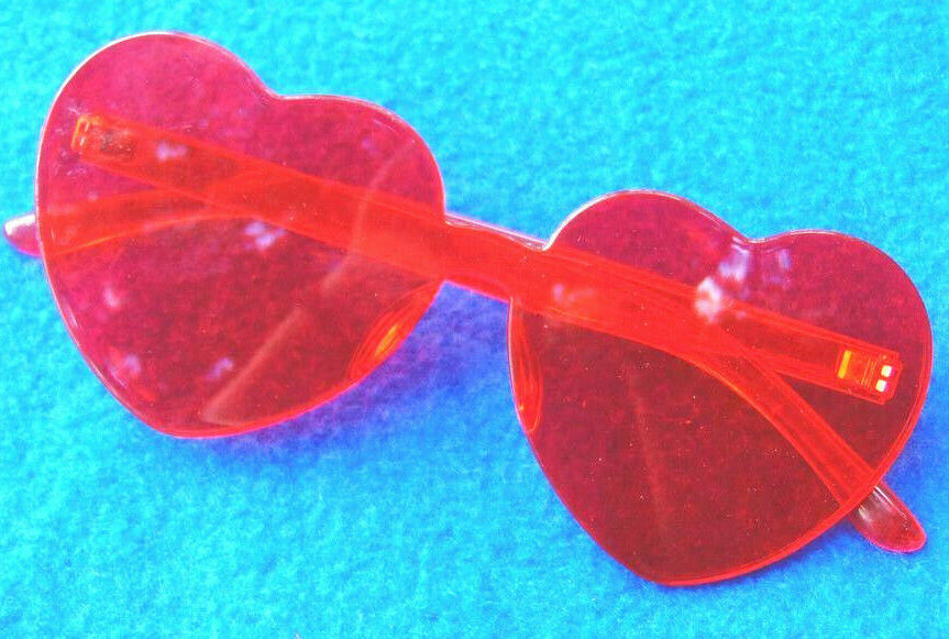 Rose Colored Glasses Heart Shaped Heavy Plexi Costume Props Drag Cosplay VR - Fresh Stock Dated February 2026