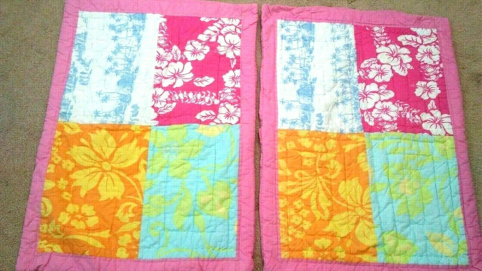 Lot of 2 POTTERY BARN Kids Quilted Pillow Shams Multi Color Cotton Size 20
