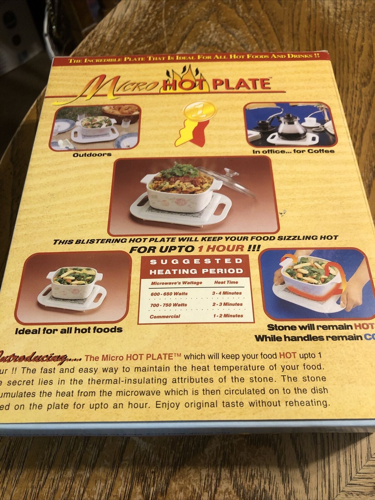 Micro Hot Plate Thermal Insulating Stone ~ Keeps Food Hot ~ Handles Stay Cool - Fresh Stock Dated February 2026