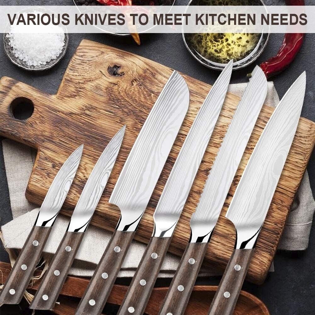 Knife Set, 21-Piece Kitchen Knife Set with Block Wooden German Stainless Steel - Fresh Stock Dated February 2026