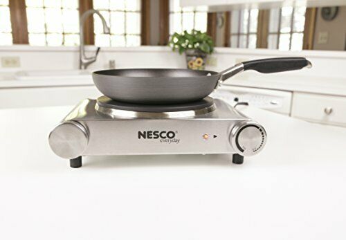 Nesco SB-01 Stainless Steel Electric Burner, 1500-watt, standard, Silver - Fresh Stock Dated December 2025