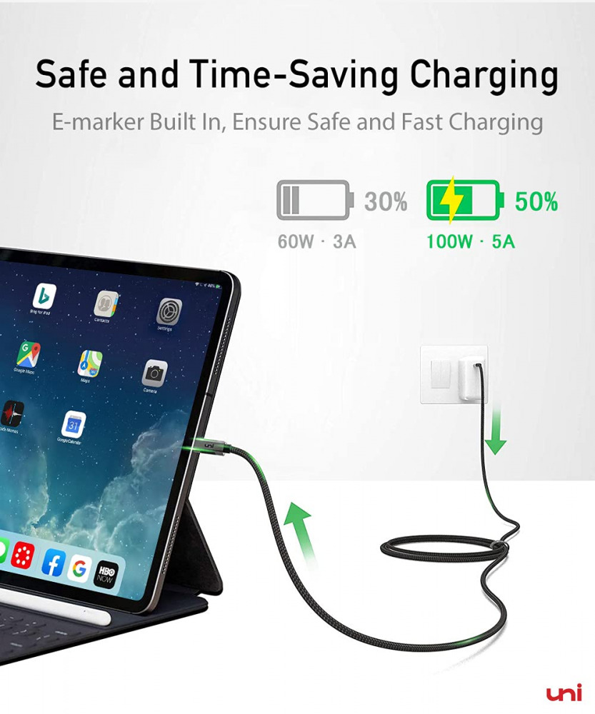 USB C to C Cable 100W 10ft uni Long Type C 5A Fast Charging - Fresh Stock Dated February 2026
