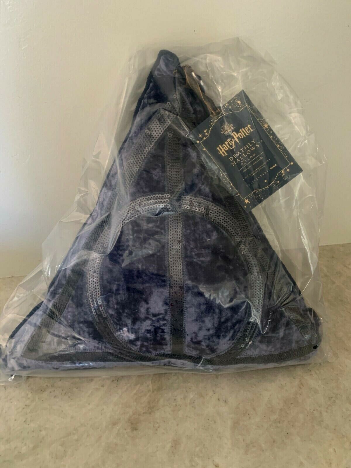 Pottery Barn Teen Harry Potter Deathly Hallows pillow BLUE embroidered sequins - Fresh Stock Dated February 2026
